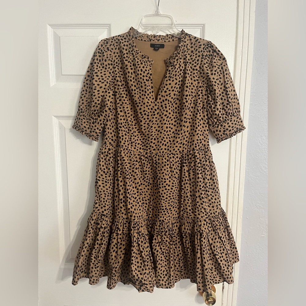 J.Crew - Cheetah Print Tiered Ruffle Cotton Midi Dress